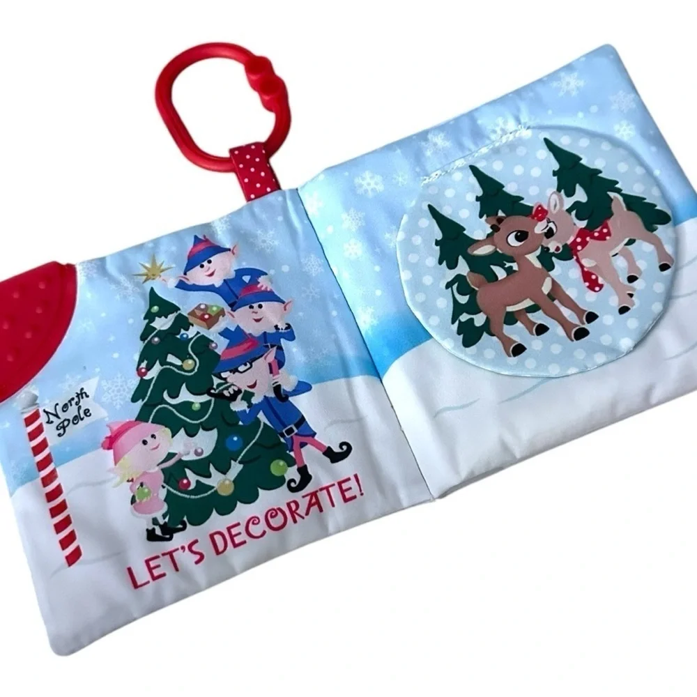 Baby Christmas Soft Cloth Book | Rudolph & Santa Holiday Story